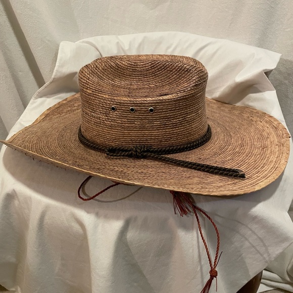 Brown Straw Rancher Hat with Chin Cord main image 7